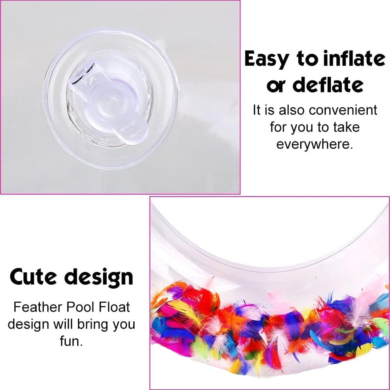 Swim Ring, For children, Conveniently Portable, Feathers, Swimming Ring, For Water Play, For Beaches, Swimming, Summer Vacation (1 Pc) Swim Ring, For children, Conveniently Portable, Feathers, Swimming Ring, For Water Play, For Beaches, Swimming, Summer Vacation (1 Pc)